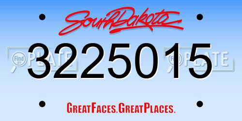 3225015 South Dakota License Plate