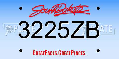 3225ZB South Dakota License Plate