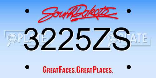 3225ZS South Dakota License Plate