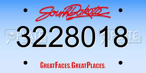3228018 South Dakota License Plate