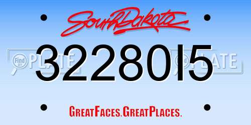 32280I5 South Dakota License Plate