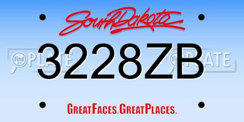 3228ZB South Dakota License Plate