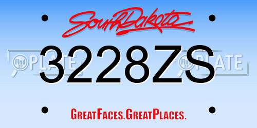 3228ZS South Dakota License Plate