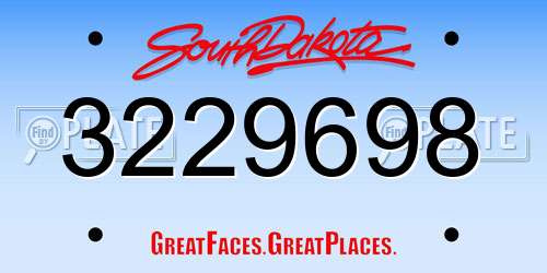 3229698 South Dakota License Plate