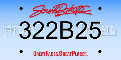 322B25 South Dakota License Plate