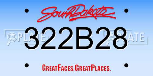322B28 South Dakota License Plate