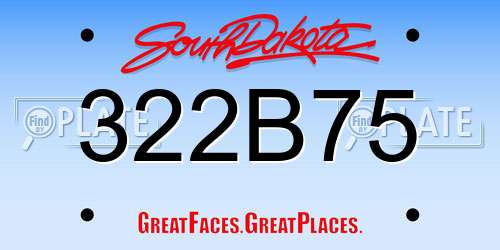322B75 South Dakota License Plate