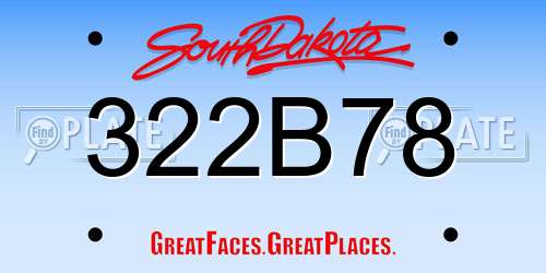 322B78 South Dakota License Plate