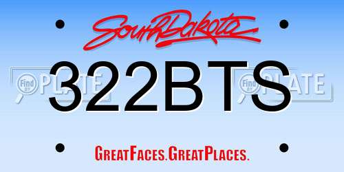 322BTS South Dakota License Plate