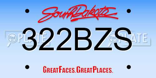 322BZS South Dakota License Plate