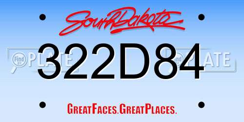 322D84 South Dakota License Plate