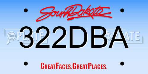 322DBA South Dakota License Plate