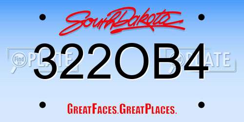 322OB4 South Dakota License Plate