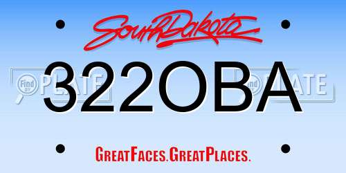 322OBA South Dakota License Plate