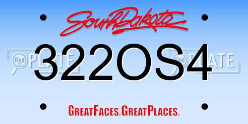 322OS4 South Dakota License Plate