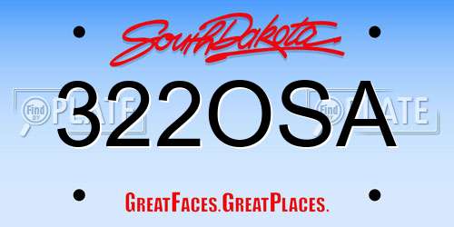 322OSA South Dakota License Plate