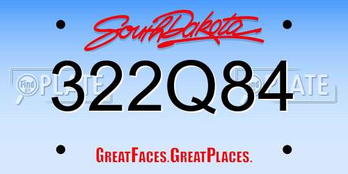 322Q84 South Dakota License Plate