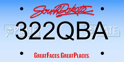 322QBA South Dakota License Plate