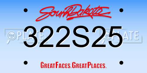 322S25 South Dakota License Plate