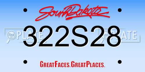 322S28 South Dakota License Plate