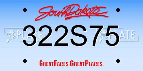 322S75 South Dakota License Plate