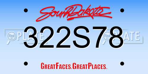 322S78 South Dakota License Plate