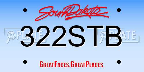 322STB South Dakota License Plate