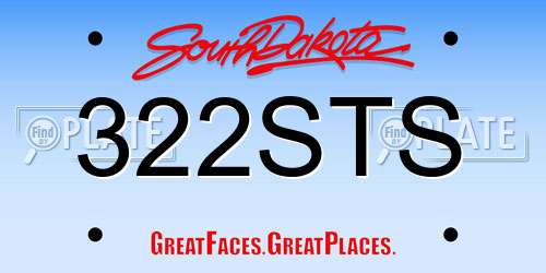 322STS South Dakota License Plate