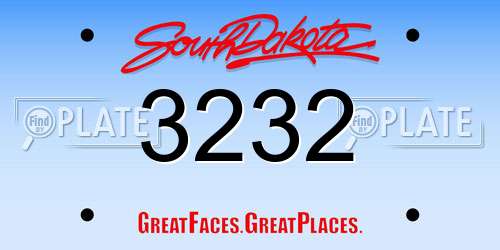 3232 South Dakota License Plate
