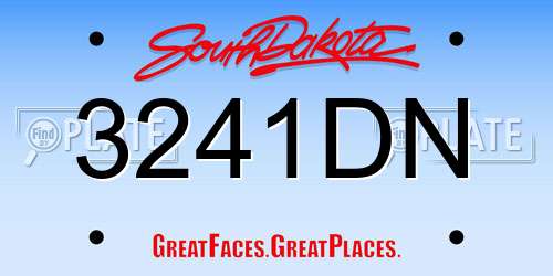 3241DN South Dakota License Plate