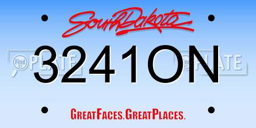 3241ON South Dakota License Plate