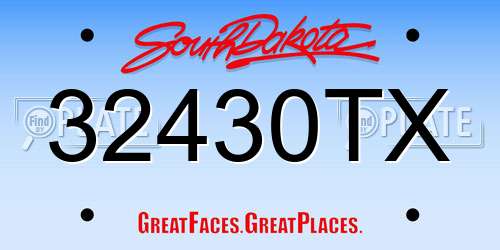 32430TX South Dakota License Plate