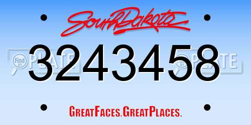 3243458 South Dakota License Plate