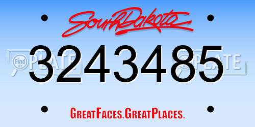 3243485 South Dakota License Plate
