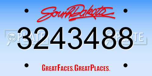 3243488 South Dakota License Plate