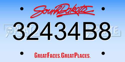 32434B8 South Dakota License Plate