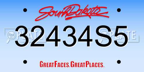 32434S5 South Dakota License Plate