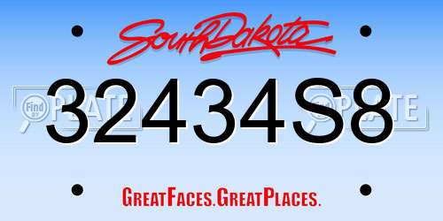 32434S8 South Dakota License Plate