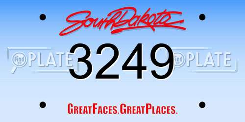 3249 South Dakota License Plate