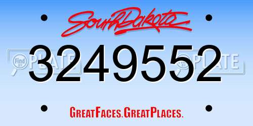 3249552 South Dakota License Plate