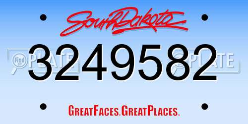 3249582 South Dakota License Plate