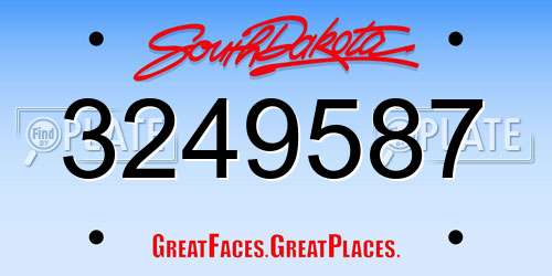3249587 South Dakota License Plate