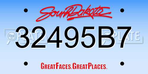 32495B7 South Dakota License Plate