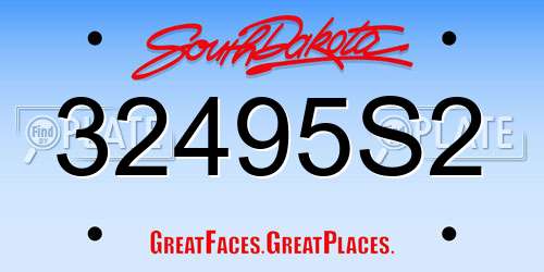 32495S2 South Dakota License Plate