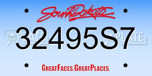 32495S7 South Dakota License Plate