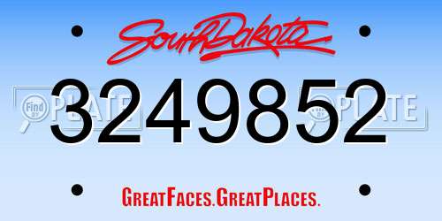 3249852 South Dakota License Plate
