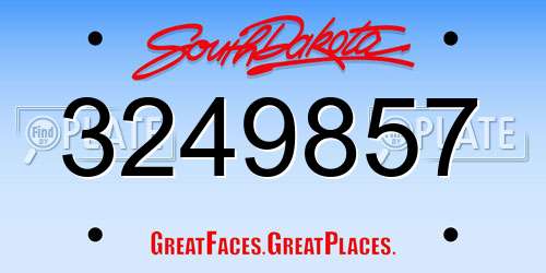 3249857 South Dakota License Plate