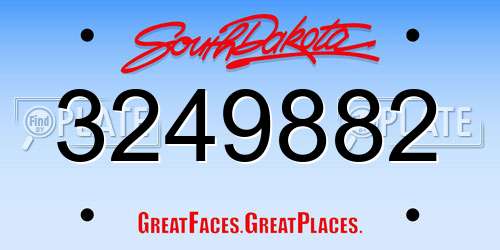 3249882 South Dakota License Plate