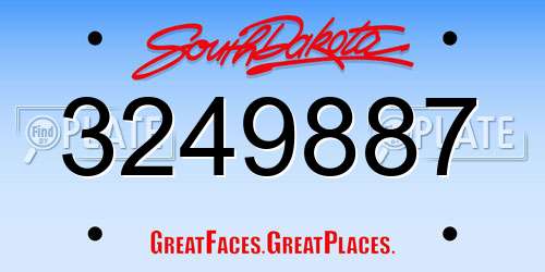 3249887 South Dakota License Plate
