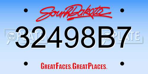 32498B7 South Dakota License Plate
